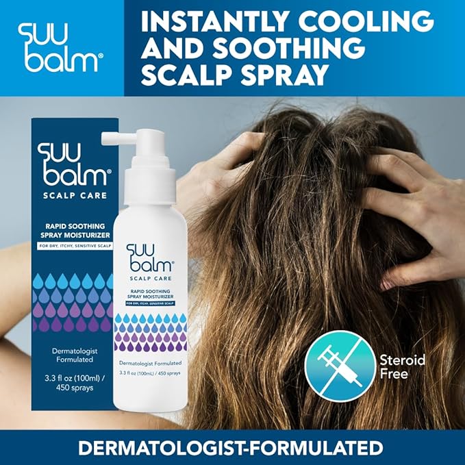 Suu Balm Dry Scalp Treatment, Rapid Itch Relief Anti-Dandruff Scalp Spray Moisturizer, Cooling Itchy Scalp Treatment for Flaky Sensitive & Psoriasis, Cooling Menthol & 5 Ceramides, 1.35 fl oz