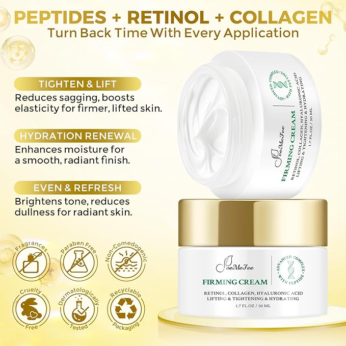 Neck Firming Cream, Anti Aging Wrinkle Cream with AH-8, Retinol, Collagen, & Hyaluronic Acid, Neck Creams for Tightening and Firming for Women & Men, Deep Hydration, Day & Night, 1.7 Fl Oz