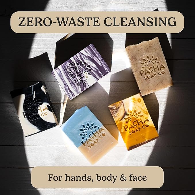 Pacha Soap Co. Bar Soap, Coconut Lemon, 5-Pack (4 oz ea) - Premium, Handcrafted, Hydrating, Natural Face Wash, Hand Cleanser, Body Wash, Soothing Essential Oils