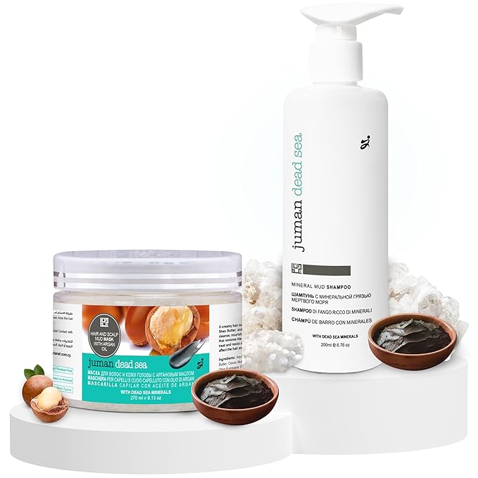 Juman Dead Sea Minerals Shampoo and Conditioner Set | Scalp Care for Dry & Sensitive Scalp | Enriched with Plant Extracts | Free from Sulfates & Parabens | Vegan | Pack of 2