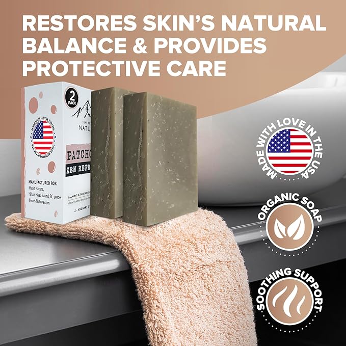 iHeart Patchouli Soap Refresher (2 Packs) - Earthy, Masculine Scent with Deep Cleansing and Moisturizing Mens Bar - With Shea butter for Rich Creamy Lather - Perfect for Men with Active Lifestyle