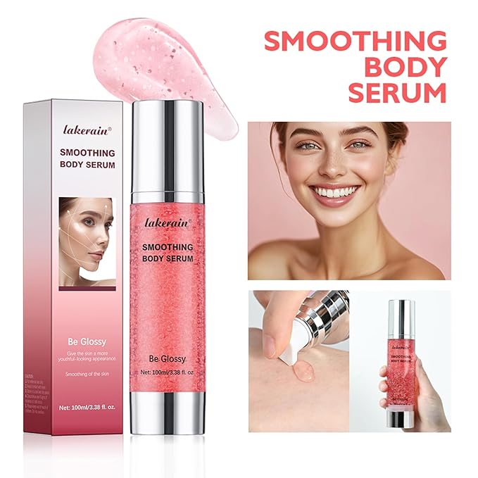 Be Glossy Smoothing Body Serum for Wrinkles - Anti-Aging Formula Infused with Hyaluronic Acid, Vitamin E, Glycerin and Shea Butter - Hydrating & Firming