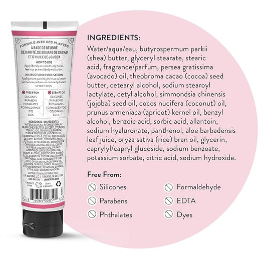 J.R. Watkins Natural Moisturizing Hand Cream, Hydrating Hand Moisturizer with Shea Butter, Cocoa Butter, and Avocado Oil, Cruelty Free, 3.3oz, Cherry Blossom, 3 Pack