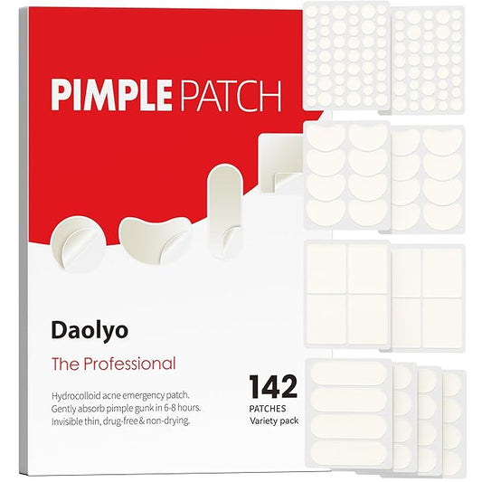 Large Acne Pimple Patches for Face, 6 Sizes 142 Counts Big Hydrocolloid Bandages for Body, Forehead, Chin, Nose, Neck & Chest(Round, Oval, Moon, Square)