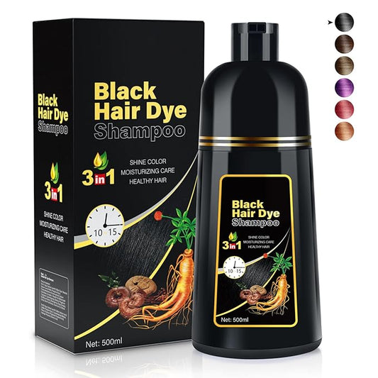 Black Hair Dye Shampoo 3 in 1 Champu Para Canas for Gray Hair Coverage, Natural Herbal Black Hair Color Shampoo for Women, shampoo para pintar el cabello