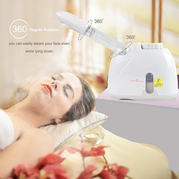 Facial Mist Steamer,YOKYAK Facial Steamers with 360° Rotatable Sprayer, Face Steamer for Facial Deep Cleaning, Hot Mist Humidifier Steam for Face Spa Sinuses Moisturizing, Homeuse or Salon