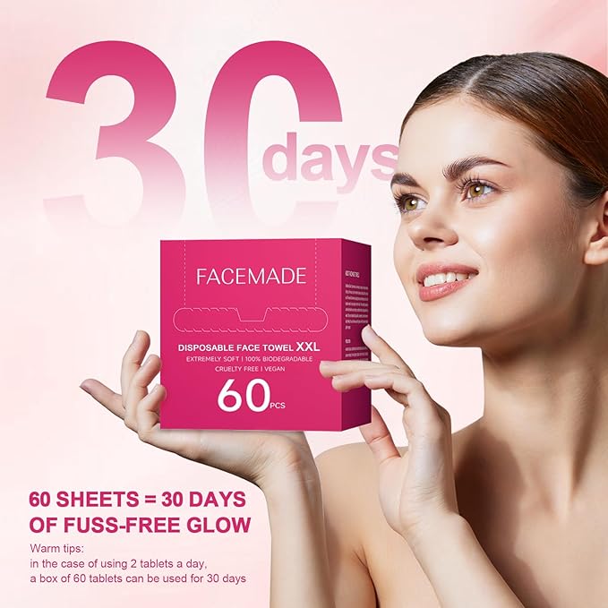 120 Count XXL Disposable Face Towels 12" × 12", 100% USDA Biobased Face Towelettes Disposable, Clean Facial Towels for Makeup and Clean Skin, Super Soft and Thick Dry Wipes Club