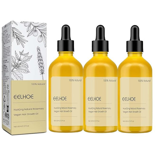 180 ML HuaQing Natural Hair Growth Oil, Eelhoe Hair Growth Organic Rosemary Hair Oil for Damaged Hair.(3 Pcs)