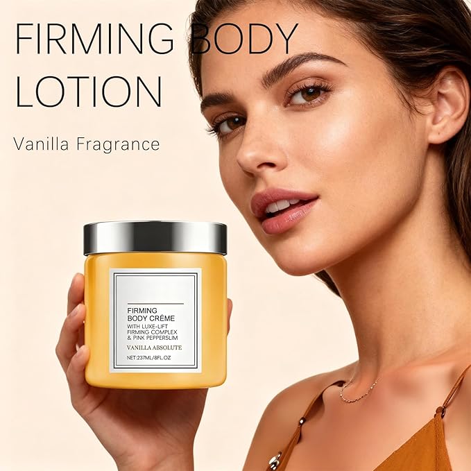 Champagne Firming Body Cream - Anti-Aging Lifting Cream to Tighten Skin & Hydrate, Fights Crepey Skin on Arms, Legs, Body with Luxe-Lift Complex, Vanilla Scented Body Cream (02)