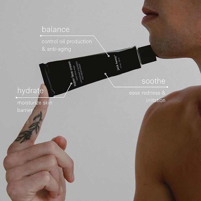 Jack Henry Super Face Cream - Lightly Scented Lightweight Hydrating Facial Moisturizer for Men & Women - Suitable for All Skin Types - Organic & Plant-Based (2 oz)