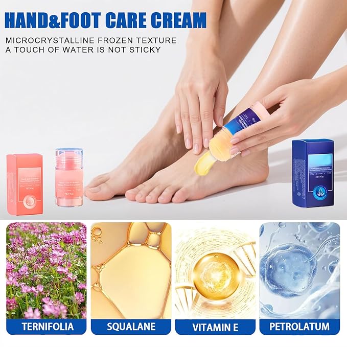 Crack Feet Prevention Stick,2pcs Anti Crack Foot Cream For Dry Heels,Moisturizing Foot Balm Stick for Women Men Dry Heels(Pink+Blue)