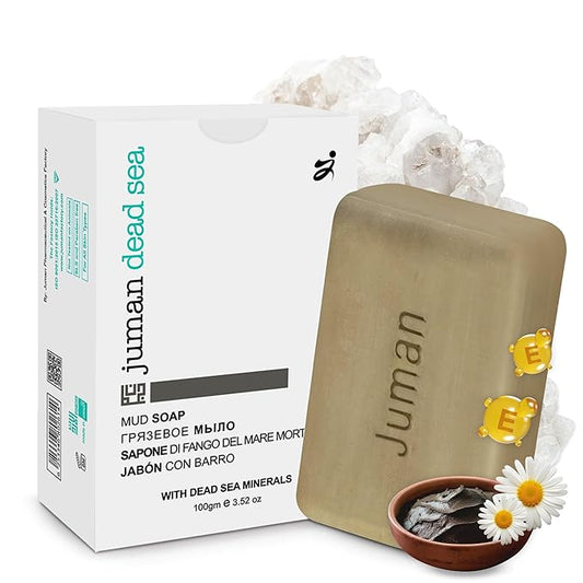 JUMAN Dead Sea Minerals Mud Soap | Chamomile Flower Extract | SLS & Paraben Free | Daily-Use Bath Soap | Infused with Vitamin E | 4oz (Pack of 1)