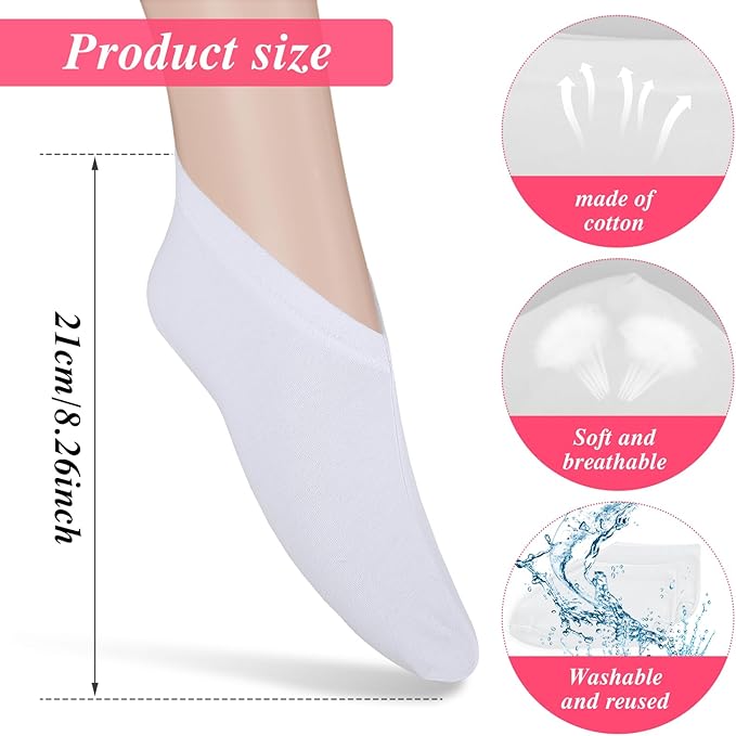 15Pairs Moisturizing Socks Overnight, Cotton Moisture Enhancing Socks, Spa Sock for Cracked Heel Repair, Spa Moisturizing Sock for Women and Men, White