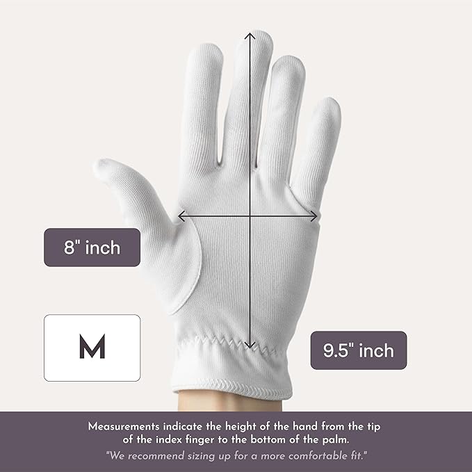 Cottonnerie Basics Cotton Gloves for Dry Hands Sleeping, Moisturizing Gloves Overnight, Hand Moisturizer Gloves, Moisture Gloves for Dry Hands Overnight, Sleeping Gloves, Medium 4 Pairs