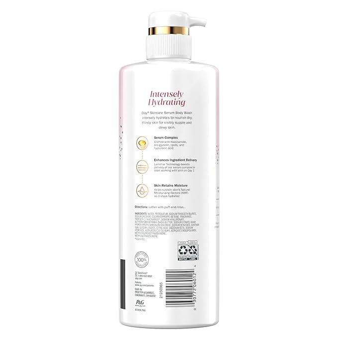 Olay Intensely Hydrating Body Wash + Body Lotion Bundle Pack, Moisturizing & Nourishing Formula with Hyaluronic Acid & Vitamin B3 Complex, 26 fl oz & 17 fl oz, (Pack of 2)