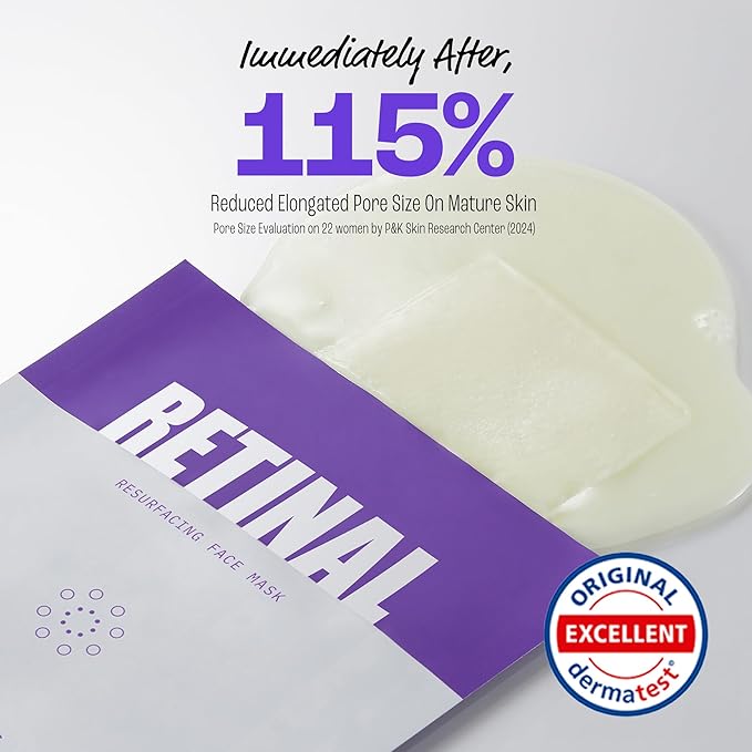 LAPCOS Retinal Resurfacing Mask - Korean Skin Care Mask w/Retinal, Hyaluronic Acid, Niacinamide & Centella Asiatica - Soothing Face Mask Spa Gifts for Women - Firming Face Mask (5 Count, 1.05 oz)