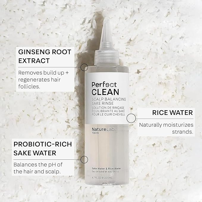 NatureLab.TOKYO Perfect Clean Clarifying Scalp Scrub 2-in-1 Shampoo and Scalp Scrub Hair Treatment (8.1 oz) & Perfect Clean Scalp Balancing Sake Rinse (7 oz)