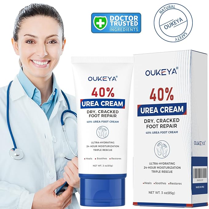 OUKEYA Urea Cream 40 Percent Tube 3 Oz, Foot & Hand Cream for Dry Cracked, 40 per Urea Lotion for Feet Maximum Strength