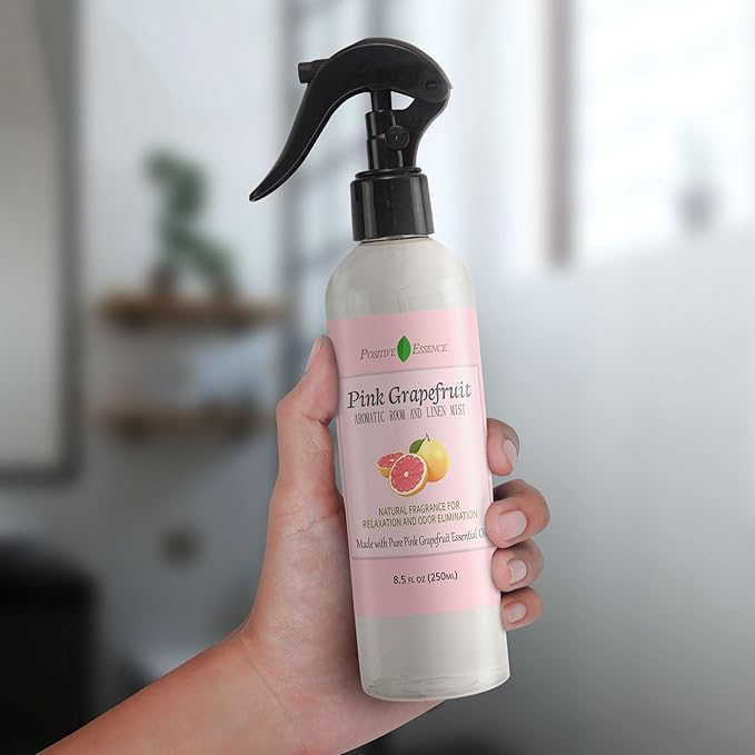 Pink Grapefruit Linen & Room Spray - Natural Odor Eliminator Made with Pure Pink Grapefruit Essential Oil, Pillow Spray, Bathroom Air Freshener (8.5 fl oz)