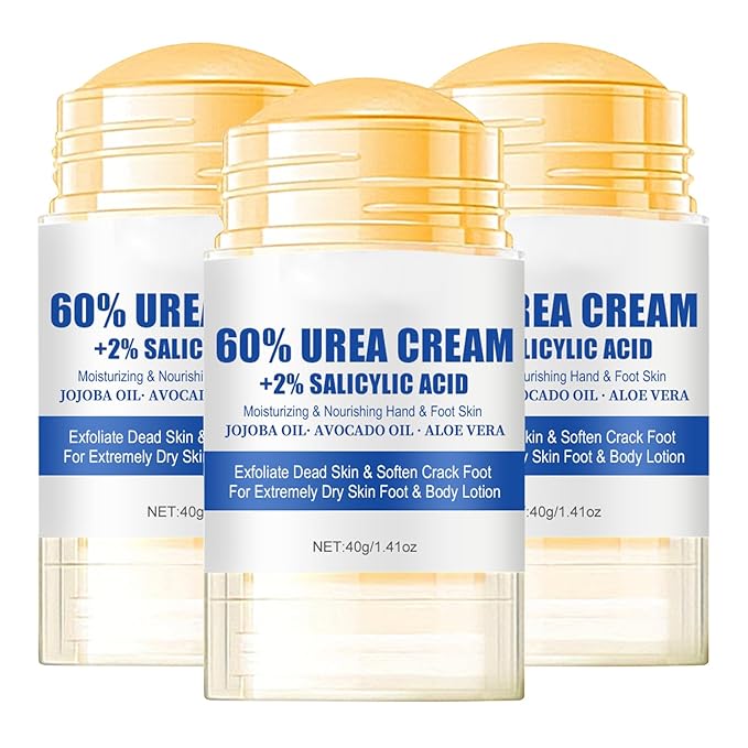 60% Urea Cream + 2% Saliculic Acid, 60 Percent for Feet Maximum Strength Cream, Moisturizing & Nourishing Hand & Foot Skin, for Extremely Dry Skin Foot & Body Lotion (3PCS)
