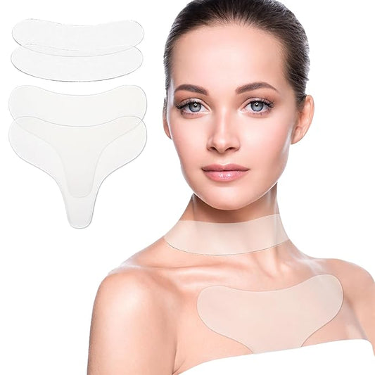 Chest Neck Wrinkle Patches -Silicone Patches for Wrinkles, Neck Mask Chest Patch for Decollete & Cleavage, Anti Ageing Wrinkle Remover, Reusable Overnight Wrinkles Treatment for Women,4 Pack