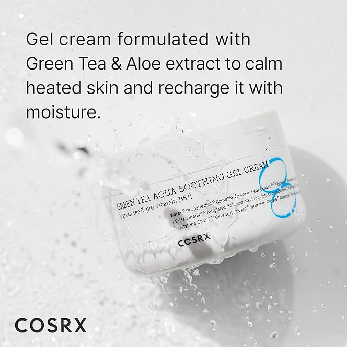 COSRX Hydrium Green Tea Aqua Soothing Gel Cream, 1.69 fl.oz / 50ml | Lightweight Daily Cream | Camelia, Aloe Gel | Korean Skin Care, No Animal Testing, Paraben Free