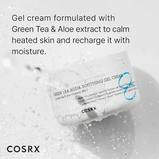 COSRX Hydrium Green Tea Aqua Soothing Gel Cream, 1.69 fl.oz / 50ml | Lightweight Daily Cream | Camelia, Aloe Gel | Korean Skin Care, No Animal Testing, Paraben Free