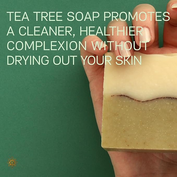 AUTHENTIC BATH & SOAP - Tea Tree Soap Bar X2 - Unscented Organic Soap, Fresh for Sensitive Skin, Tea Tree Face Wash, Cruelty Free & Vegan, Fragrance Free. (2PK) 4.2 Oz Each