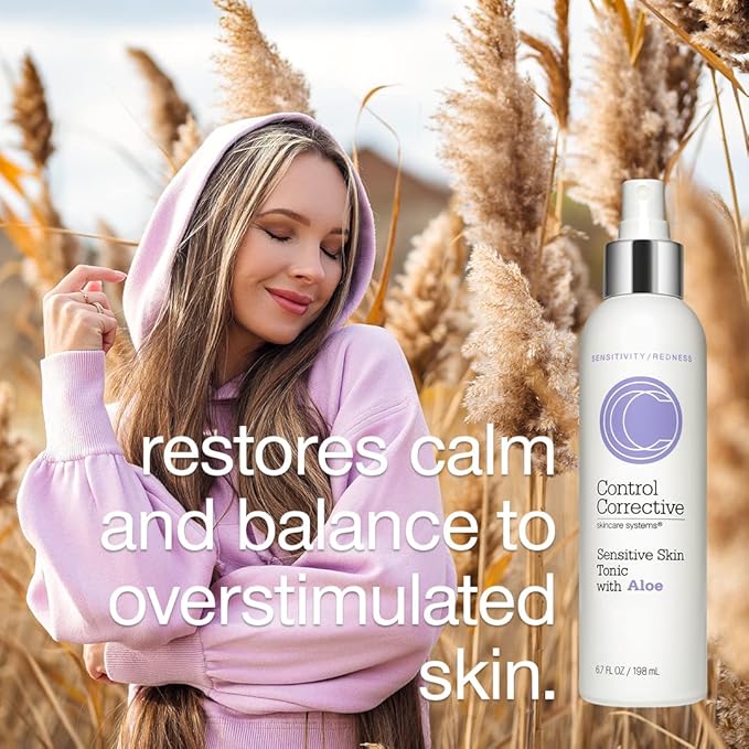 Control Corrective Sensitive Skin Tonic with Aloe, 6.7 Fl Oz - Calms Overstimulated Or Reddened Skin Types, Soothing & Sedating with Aloe Vera & Chamomile Extracts, Refreshing, Relaxing, Replenishing