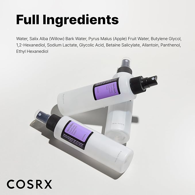 COSRX AHA/BHA Treatment Toner 5.07 fl.oz/ 150ml, Facial Exfoliating Spray for Whiteheads, Pores, & Uneven Skin, Korean Toner, Not Tested on Animals, No Parabens, No Sulfates, Korean Skin Care