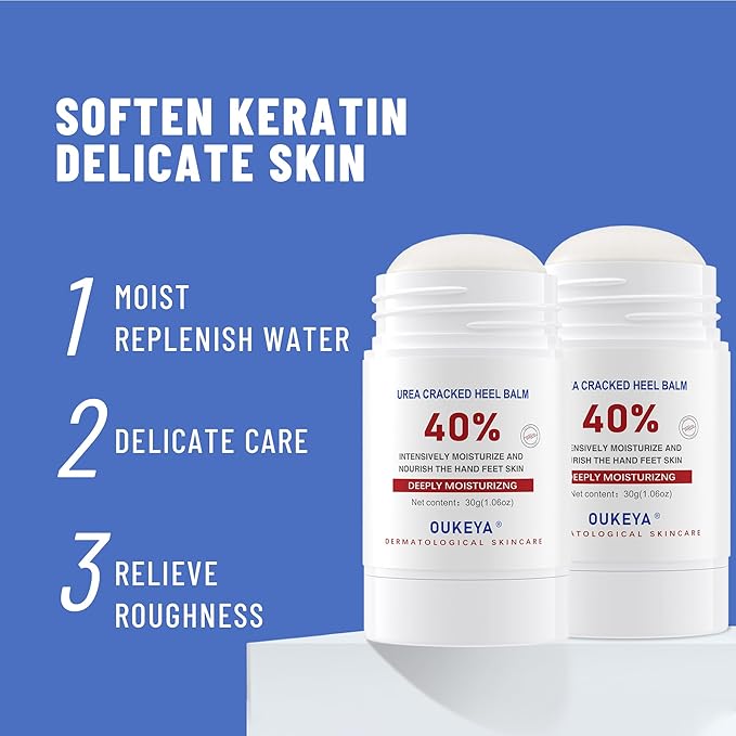 OUKEYA Urea Cream Stick 40 Percent,Heel Balm,Urea Hand Cream Stick and Foot Cream Stick for Dry Cracked,Cracked Heel Treatment.Urea Cream 40 Percent for Feet Maximum Strength（2 Pack）