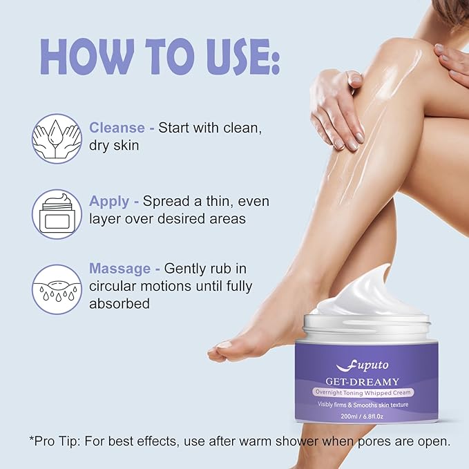 Get Dreamy Overnight Toning Whip - Body Firming Cream for Women, 6.76 oz Sleep & Sculpt Night Cream, Reduces the Appearance of Body Skin Laxity for Mulated for All Skin Types (200ml)-Purple