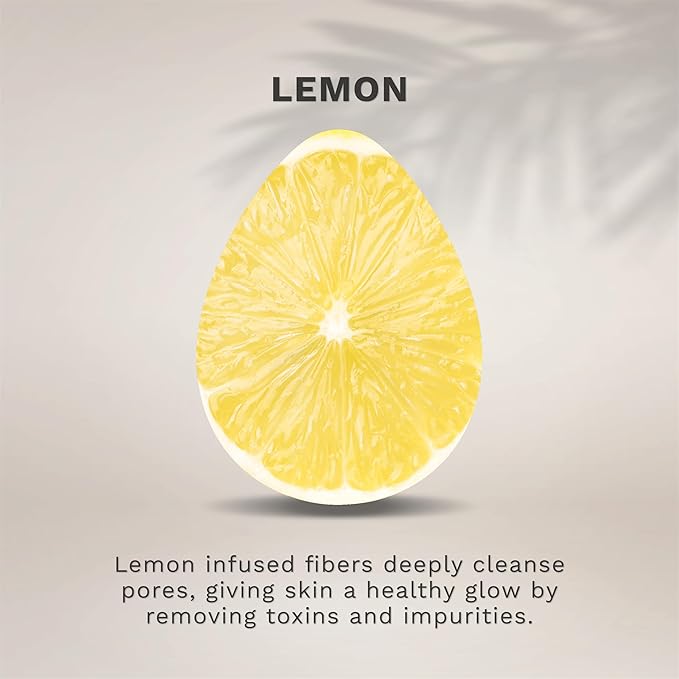 KOL Face Scrubber Pads, Lemon Infused Exfoliating Facial Cleansing Sponges for Daily Face Wash and Makeup Removal, 6 Count