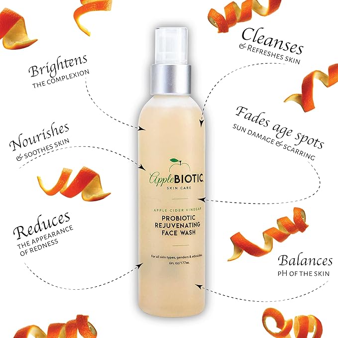 Apple Cider Vinegar Natural Face Wash 3 PK: Exfoliating Gel Foaming Facial Cleanser For Men, Women and All Skin Types. Cleanses Oily Skin, Calms Acne Breakouts and Removes Makeup