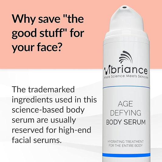 Vibriance Age Defying Body Serum, 4.5 fl oz - Anti Aging and Ultra Hydrating - Infused with Hyaluronic Acid - Fast-Absorbing Crepey Skin Corrector for Wrinkles, Dryness