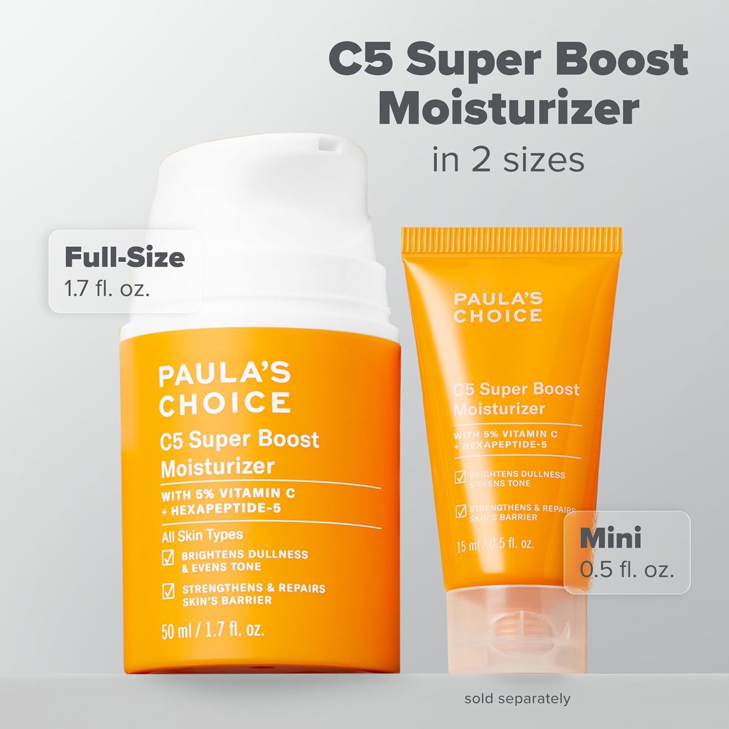 C5 Super Boost Vitamin C Moisturizer – 5% Stabilized Vitamin C + Squalane | Brightening Face Lotion for Uneven Skin Tone, Discoloration, Fine Lines & Acne-Prone Skin | Daily Fragrance-Free Anti-Aging Cream