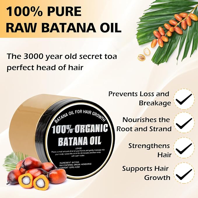 Raw Batana Oil Hair Treatment - Nourish and Revitalize for Smooth, Tangle-Free Hair - Easy Application for Intensive Hydration and Growth