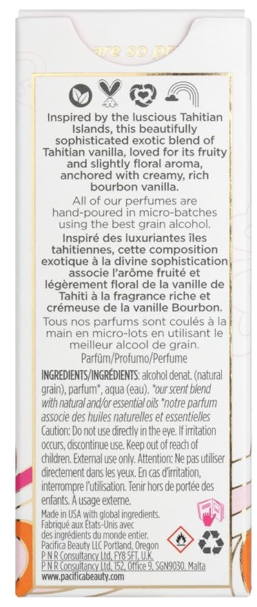 Pacifica Island Vanilla Perfume – Clean Vanilla Fragrance for Women - Warm Tropical Aroma - Long-Lasting Clean Beauty Non Toxic Scent, Vegan & Cruelty-Free, 1 oz Travel-Friendly Spray
