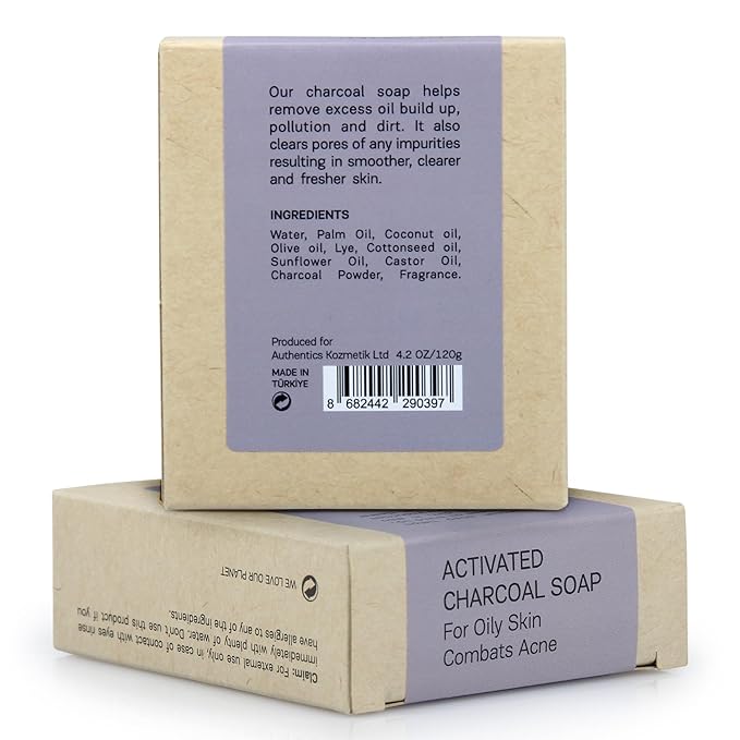 AUTHENTIC BATH & SOAP - Activated Charcoal Soap Bar - Cold Processed, Cleansing & Detoxifying Wash for Men & Women, Handmade, Cruelty Free, Vegan, no Parabens or Sulfates. (Pack of 2) 4.2 Oz Each