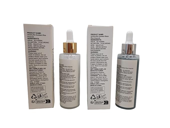 Peel Shot Glow Rice Ampoule Duo–2 PCS White & Black Rice Facial Serum Lightweight Hydrating Formula for All Skin Facial Exfoliator Pore Refining Dead Skin Cells Remover