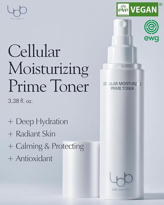 LBB Cellular Moisturizing Prime Toner - Vegan Moisture Boosting Face Spray - Skin Balancing, Exfoliating, Moisturizing - Tangerine Cellular Water, Panthenol, 3.38 fl.oz.
