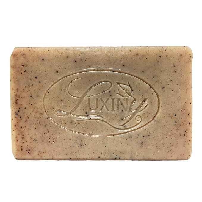 Natural Soap Bar, Luxiny Patchouli Scrub Handmade Body Soap and Bath Soap Bar is a Palm Oil Free Moisturizing Vegan Castile Soap with Essential Oil for All Skin Types Including Sensitive Skin (Single)