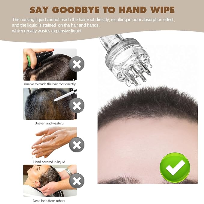 Scalp Applicator Comb,Minoxidil Applicator tool,Hair Oil Essential Serum Liquid Massager for Hair Growth, Follicle Care Treat hair Loss Thinning (Transparent)