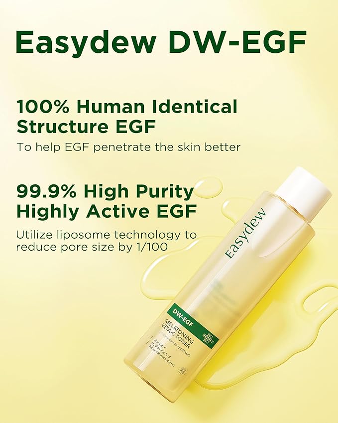 EASYDEW DW-EGF Peptide M Vita-C Toner – Revitalizing Exfoliating Hydrating Toner for Sensitive Skin with Glutathione, Vitamin C, Niacinamide and PHA - Skin Softening & Clearing Booster, 5.07 fl.oz.