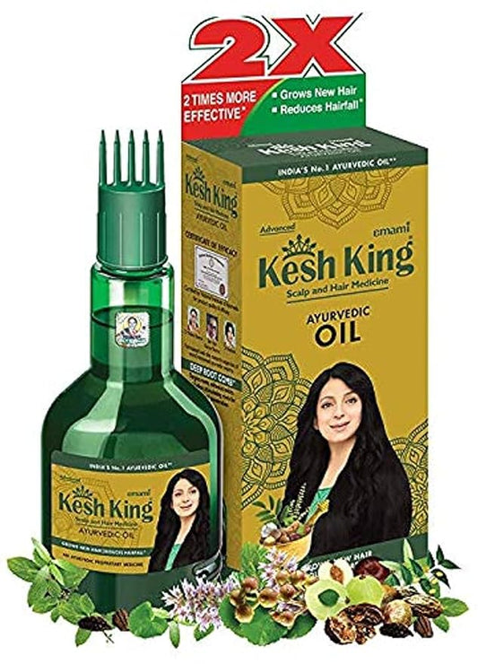 KESH KING Ayurvedic Hair Oil | Herbal Oil with Bhringraj & Amla | Enhance Hair Growth | Reduce Hairfall | Nourishes Scalp | Provides Long & Thick Hair | 3.38 Fl Oz/100ml