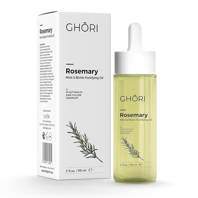 Rosemary, Mint & Biotin Fortifying Hair Oil | Stimulates Hair Growth & Strengthens Follicles| Essential Oils for Healthy Scalp | Fast-Absorbing, Silicone-Free | 2 fl oz (59ml)