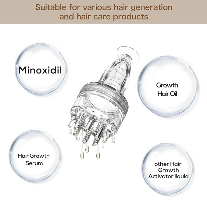 Scalp Applicator Comb,Minoxidil Applicator tool,Hair Oil Essential Serum Liquid Massager for Hair Growth, Follicle Care Treat hair Loss Thinning (Transparent)