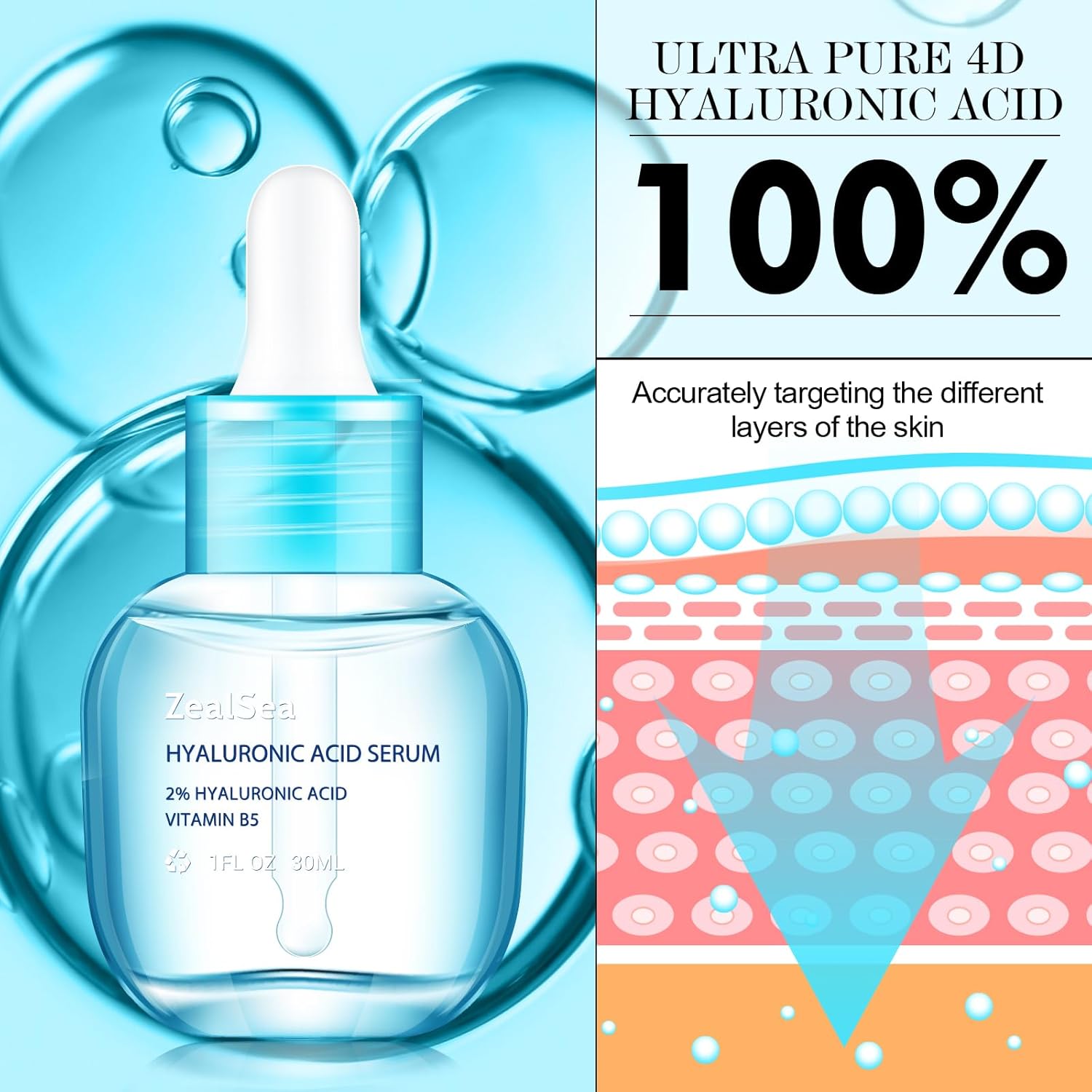 🌊 Pure Hyaluronic Acid Serum – EWG Certified, Vegan, Fragrance-Free (1 oz)