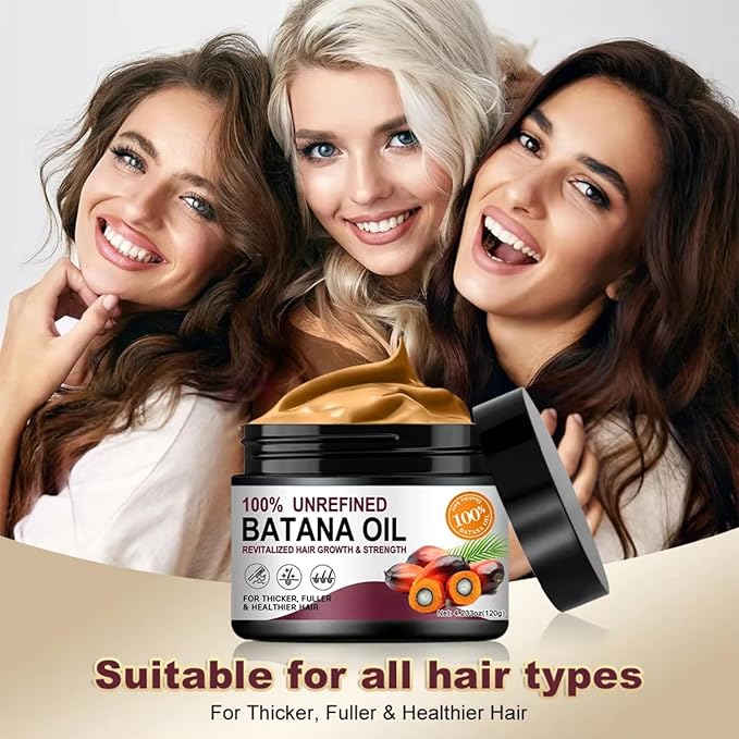 100% Unrefined Raw Batana Oil for Hair Growth Dr. Sebi Organic Pure from Honduras with Keratin, Coffee Extract & Other Ingredients to Enhance Efficacy for Thicker, Strengt