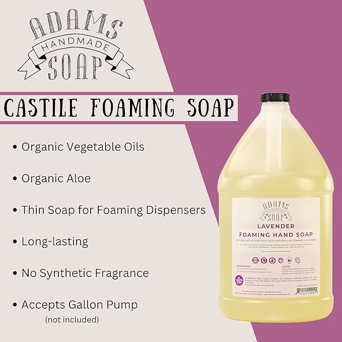 Adams Handmade Soap Liquid Foaming Soap 1 Gal (Lavender, 1 pack)